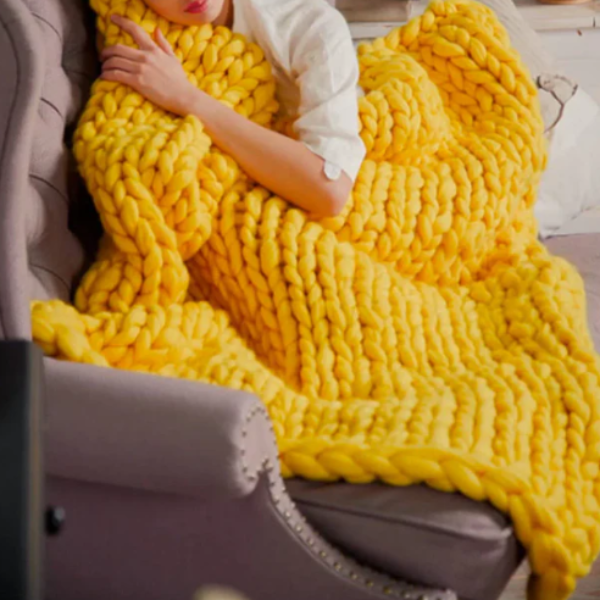 Chunky XL Wolgaren Zachte Textuur voor Gezellige DIY Creaties-Blankets-DeWoonVallei-Geel-1000g-DeWoonVallei