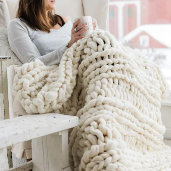 Chunky XL Wolgaren Zachte Textuur voor Gezellige DIY Creaties-Blankets-DeWoonVallei-Wit-1000g-DeWoonVallei