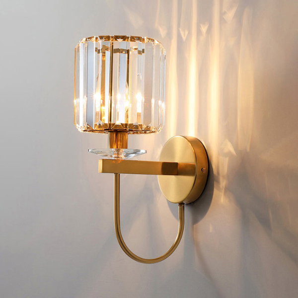 Cilindrische Kristallen Wandlamp Postmodern Gebogen Arm Elegant Goud Afwerking-Wall Light-DeWoonVallei-DeWoonVallei