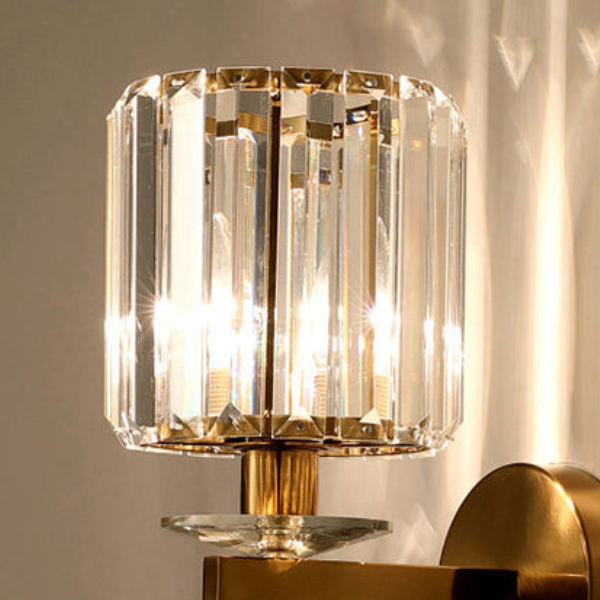 Cilindrische Kristallen Wandlamp Postmodern Gebogen Arm Elegant Goud Afwerking-Wall Light-DeWoonVallei-DeWoonVallei