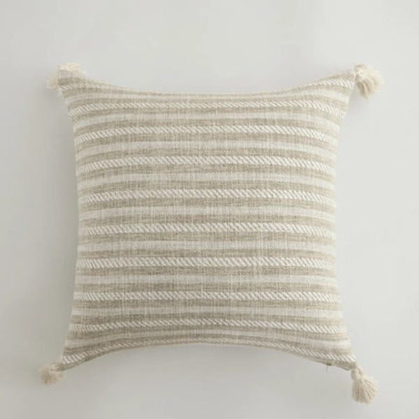 Crème Linnen Kussensloop met Geometrisch Patroon voor Gezellig Wonen-Cushion Cover-DeWoonVallei-DeWoonVallei