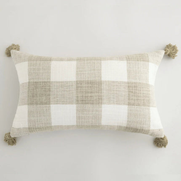 Crème Linnen Kussensloop met Geometrisch Patroon voor Gezellig Wonen-Cushion Cover-DeWoonVallei-DeWoonVallei