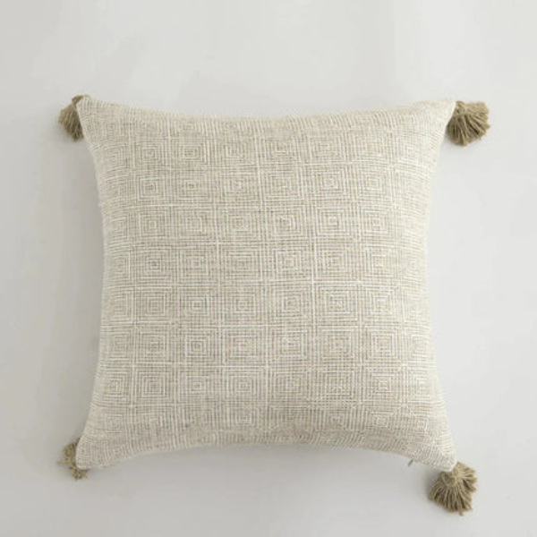 Crème Linnen Kussensloop met Geometrisch Patroon voor Gezellig Wonen-Cushion Cover-DeWoonVallei-DeWoonVallei