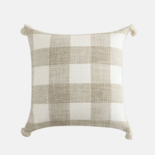 Crème Linnen Kussensloop met Geometrisch Patroon voor Gezellig Wonen-Cushion Cover-DeWoonVallei-DeWoonVallei