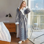 Dames Flanellen Badjas Comfortabel Oversized Ultra-Zacht-Sleepwear-DeWoonVallei-Grijs-M-DeWoonVallei