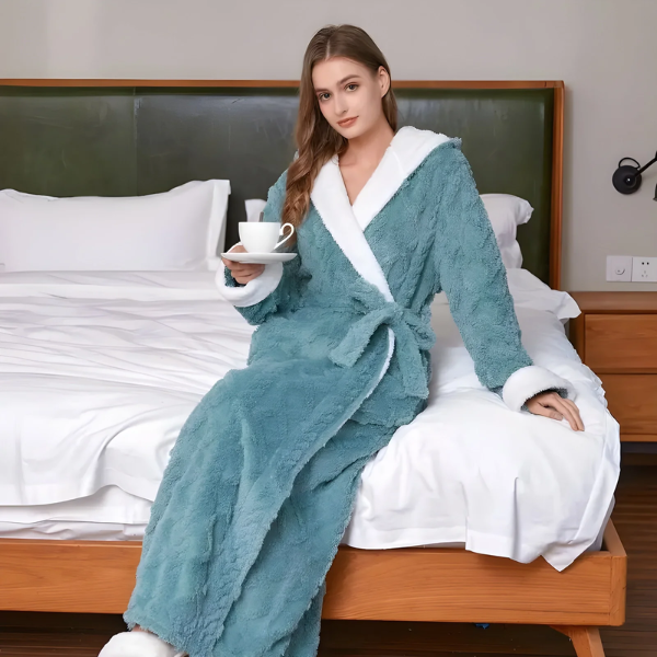Dames Flanellen Badjas Comfortabel Oversized Ultra-Zacht-Sleepwear-DeWoonVallei-Groen-M-DeWoonVallei