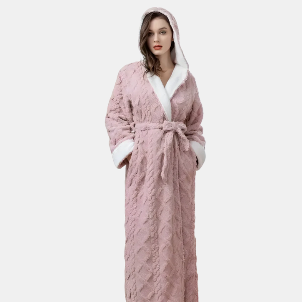 Dames Flanellen Badjas Comfortabel Oversized Ultra-Zacht-Sleepwear-DeWoonVallei-Roze-M-DeWoonVallei