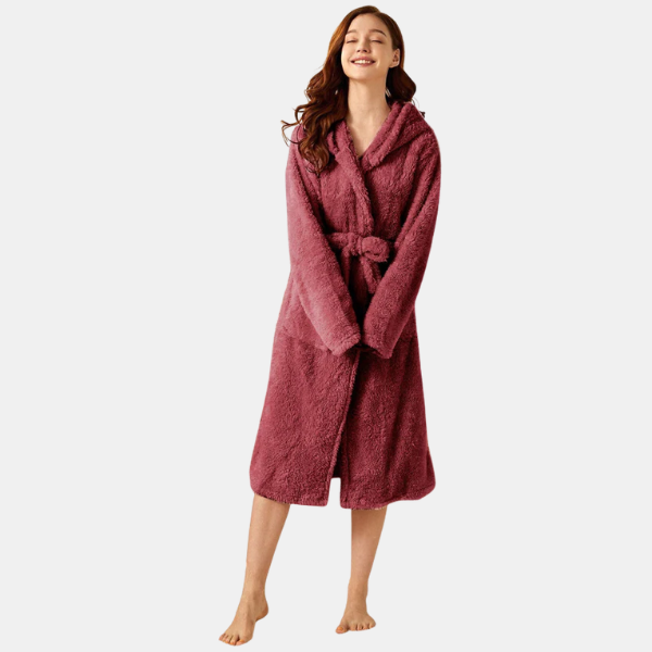 Dames Hooded Badjas Zachte Pluche Comfort voor Thuisontspanning-Lingerie & Sleepwear-DeWoonVallei-Rood - Konijn-S-DeWoonVallei