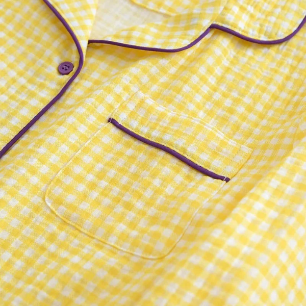 Dames Katoenen Pyjama Klassiek Vichy Ruit Comfortabele Nachtkleding-Sleepwear-DeWoonVallei-DeWoonVallei