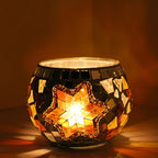 Decoratieve Glazen Kandelaar – Kleurrijk Handgemaakt Mozaïekontwerp voor Warme Sfeerverlichting-Home & Garden-DeWoonVallei-DeWoonVallei