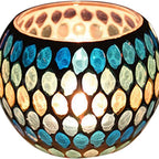 Decoratieve Glazen Kandelaar – Kleurrijk Handgemaakt Mozaïekontwerp voor Warme Sfeerverlichting-Home & Garden-DeWoonVallei-DeWoonVallei