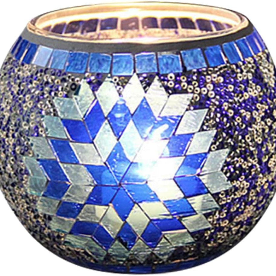 Decoratieve Glazen Kandelaar – Kleurrijk Handgemaakt Mozaïekontwerp voor Warme Sfeerverlichting-Home & Garden-DeWoonVallei-DeWoonVallei