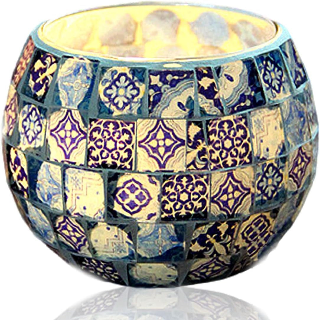 Decoratieve Glazen Kandelaar – Kleurrijk Handgemaakt Mozaïekontwerp voor Warme Sfeerverlichting-Home & Garden-DeWoonVallei-DeWoonVallei