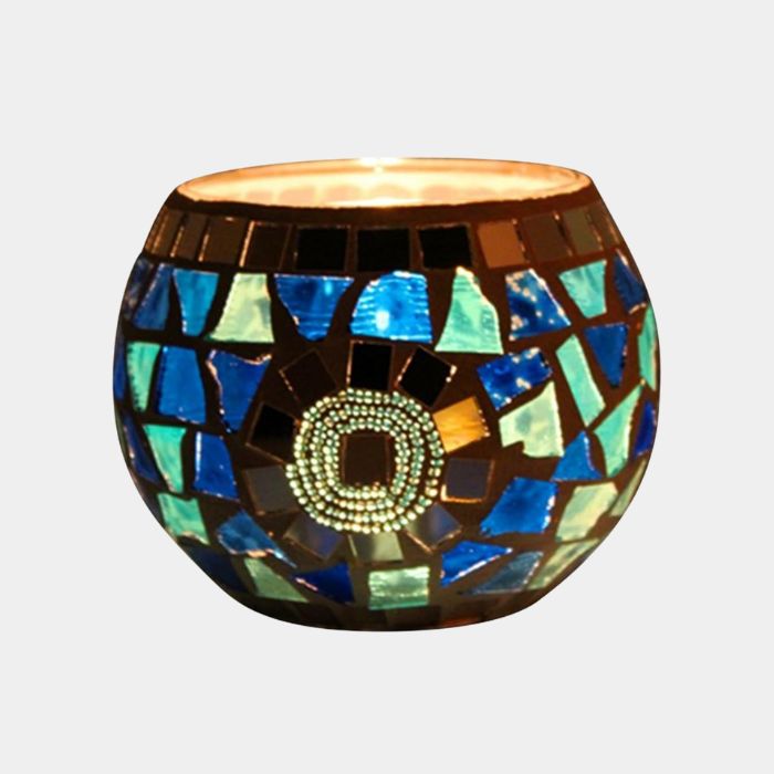 Decoratieve Glazen Kandelaar – Kleurrijk Handgemaakt Mozaïekontwerp voor Warme Sfeerverlichting-Home & Garden-DeWoonVallei-Stijl 01-DeWoonVallei