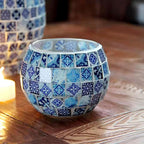 Decoratieve Glazen Kandelaar – Kleurrijk Handgemaakt Mozaïekontwerp voor Warme Sfeerverlichting-Home & Garden-DeWoonVallei-Stijl 02-DeWoonVallei