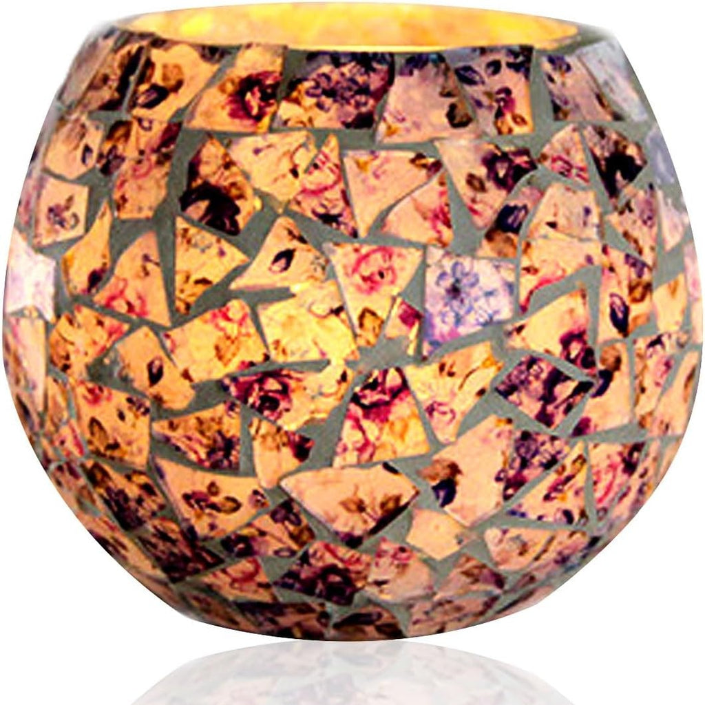 Decoratieve Glazen Kandelaar – Kleurrijk Handgemaakt Mozaïekontwerp voor Warme Sfeerverlichting-Home & Garden-DeWoonVallei-Stijl 05-DeWoonVallei