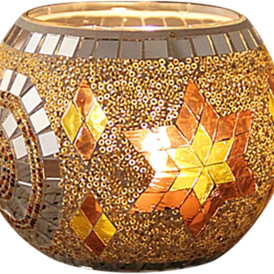 Decoratieve Glazen Kandelaar – Kleurrijk Handgemaakt Mozaïekontwerp voor Warme Sfeerverlichting-Home & Garden-DeWoonVallei-Stijl 06-DeWoonVallei