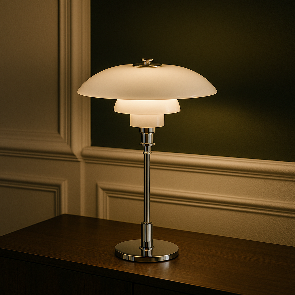 Deens Minimalistisch Tafellamp – Tijdloos Scandinavisch Ontwerp met Warm LED-licht-DeWoonVallei-Wit en zilver-DeWoonVallei