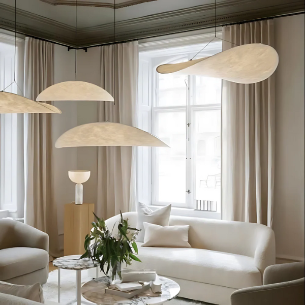 Deense Wolk Papieren Hanglamp Minimalistische Stoffen Plafondlamp voor Zachte Warme Gloed in Woon en Eetkamer-Pendant Light-DeWoonVallei-DeWoonVallei