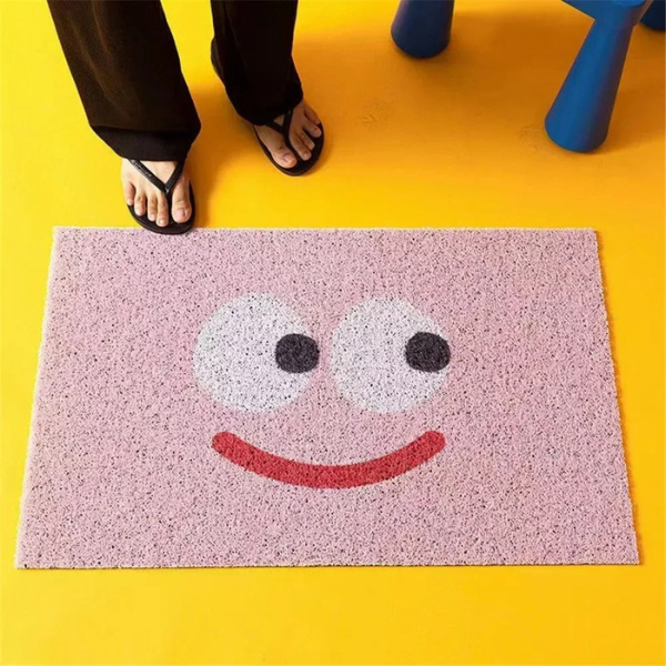 Deurmat Emoji Levendig Ontwerp met Duurzaam Polyester-Bath Mats & Rugs-DeWoonVallei-40 cm x 60 cm-Achterdochtig Roze-DeWoonVallei