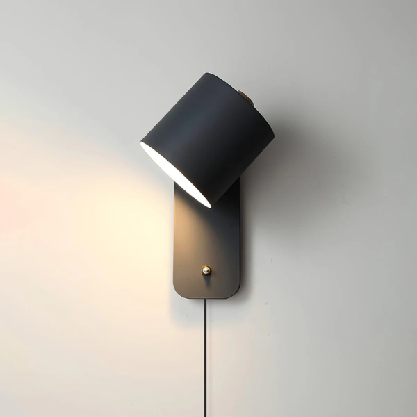 Draaibare Cilinder Wandlamp Minimalistisch Ontwerp Verstelbare 350° Verlichting-Wall lamp-DeWoonVallei-Dia 13 cm x H 30 cm-Zwart-DeWoonVallei