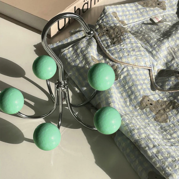 Draaiende Houten Bol Haak 5 Kleuren, Ruimtebesparend & Stijlvol-Hanger-DeWoonVallei-Groen-DeWoonVallei