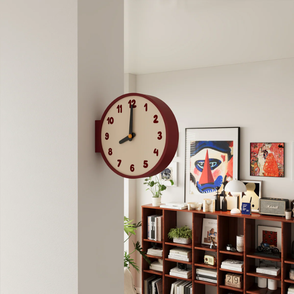 Dubbele Hoekwandklok Minimalistisch Retro Design voor Huisdecoratie-Clocks-DeWoonVallei-DeWoonVallei