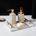Elegant Badkamer Accessoire Set met Gouden Accenten voor Moderne Woningen-Bathroom Accessories-DeWoonVallei-Wit-DeWoonVallei