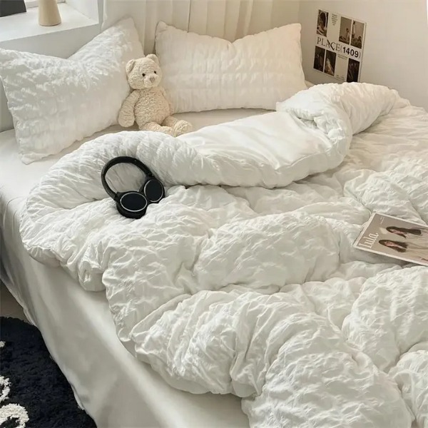 Elegant Seersucker Beddengoedset Zacht, Ademend en Kreukvrij Luxe voor een Verfrissende Nachtrust-Bedding-DeWoonVallei-DeWoonVallei