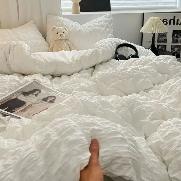 Elegant Seersucker Beddengoedset Zacht, Ademend en Kreukvrij Luxe voor een Verfrissende Nachtrust-Bedding-DeWoonVallei-DeWoonVallei