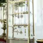 Elegante Glazen Sieraden Displaykast met Zilveren Kantdecor Organizer-Jewelry box-DeWoonVallei-DeWoonVallei