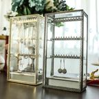 Elegante Glazen Sieraden Displaykast met Zilveren Kantdecor Organizer-Jewelry box-DeWoonVallei-Goud-DeWoonVallei