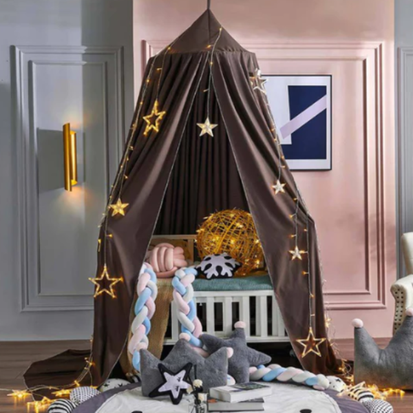 Elegante Hangende Bedhemel Zachte Decoratieve Tent voor de Kinderkamer-Bed Canopy-DeWoonVallei-Donkerkoffie-DeWoonVallei