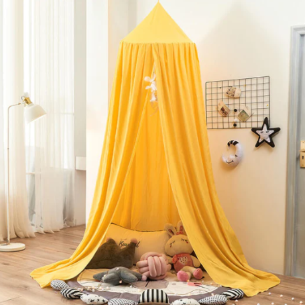 Elegante Hangende Bedhemel Zachte Decoratieve Tent voor de Kinderkamer-Bed Canopy-DeWoonVallei-Geel-DeWoonVallei