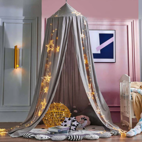 Elegante Hangende Bedhemel Zachte Decoratieve Tent voor de Kinderkamer-Bed Canopy-DeWoonVallei-Grijs-DeWoonVallei