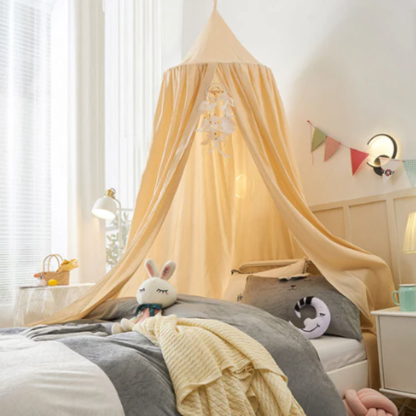Elegante Hangende Bedhemel Zachte Decoratieve Tent voor de Kinderkamer-Bed Canopy-DeWoonVallei-Khaki-DeWoonVallei
