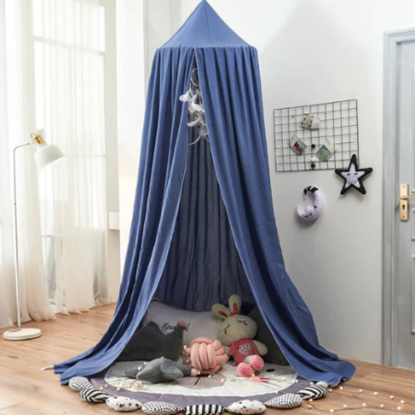 Elegante Hangende Bedhemel Zachte Decoratieve Tent voor de Kinderkamer-Bed Canopy-DeWoonVallei-Koningsblauw-DeWoonVallei