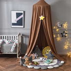 Elegante Hangende Bedhemel Zachte Decoratieve Tent voor de Kinderkamer-Bed Canopy-DeWoonVallei-Lichtkoffie-DeWoonVallei