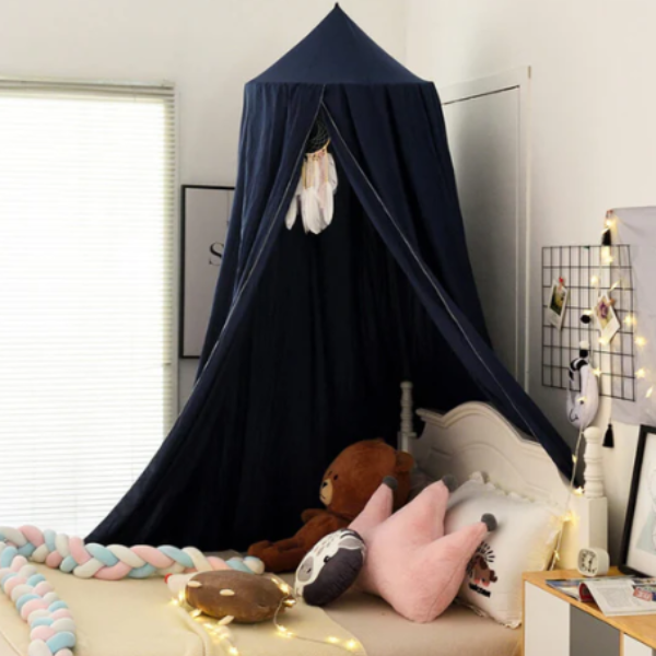 Elegante Hangende Bedhemel Zachte Decoratieve Tent voor de Kinderkamer-Bed Canopy-DeWoonVallei-Marineblauw-DeWoonVallei