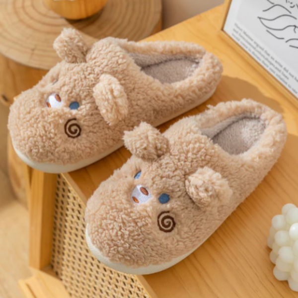 Fluffy Dierenpantoffels Zachte Pluche Comfort voor Alle Leeftijden-DeWoonVallei-Beige beer-36-37-DeWoonVallei