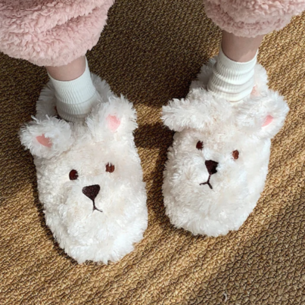 Fluffy Dierenpantoffels Zachte Pluche Comfort voor Alle Leeftijden-DeWoonVallei-Witte beer-36-37-DeWoonVallei