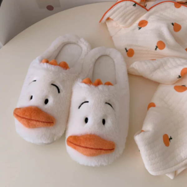 Fluffy Dierenpantoffels Zachte Pluche Comfort voor Alle Leeftijden-DeWoonVallei-Witte eend-36-37-DeWoonVallei