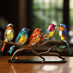 Gebrandschilderd Vogel Ornament – Handgemaakt Design & Kleurrijke Woondecoratie-Home & Garden-DeWoonVallei-Harmonie (5 vogels)-DeWoonVallei