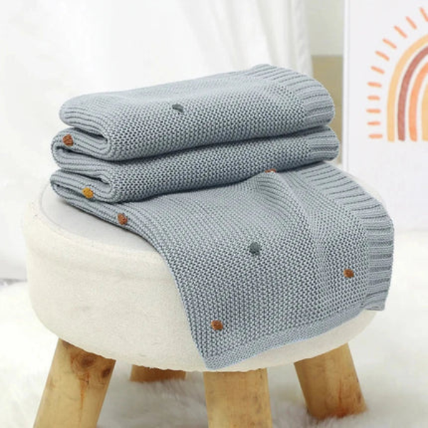 Gebreid Katoenen Baby Inbakerdoek met Kleurrijke Knopjes voor Zachte Comfort-Baby & Children-DeWoonVallei-DeWoonVallei