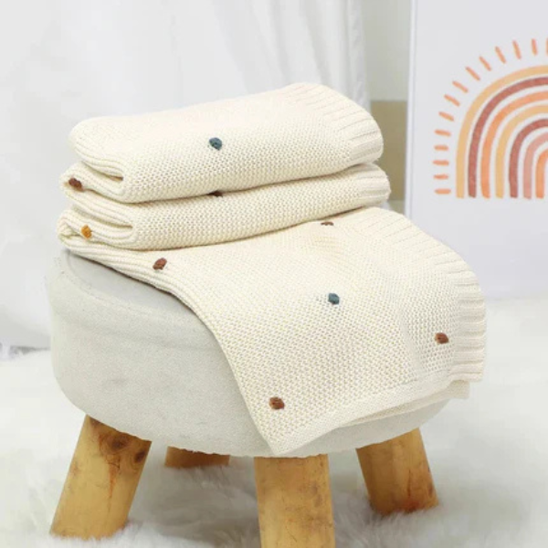 Gebreid Katoenen Baby Inbakerdoek met Kleurrijke Knopjes voor Zachte Comfort-Baby & Children-DeWoonVallei-DeWoonVallei