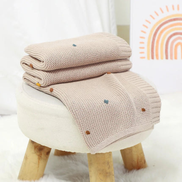 Gebreid Katoenen Baby Inbakerdoek met Kleurrijke Knopjes voor Zachte Comfort-Baby & Children-DeWoonVallei-DeWoonVallei