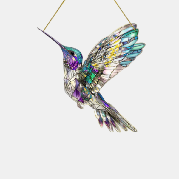 Gekleurde Spirit Birds Suncatcher van Glas – Raamdecoratie voor Huis & Cadeau-Decoration-DeWoonVallei-Hummingbird-1-DeWoonVallei