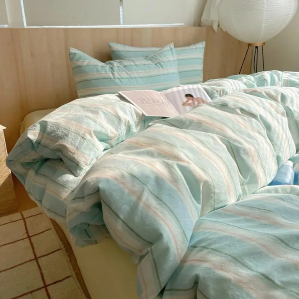 Geometrisch Katoenen Dekbedovertrek Set Zacht Ademend Comfort voor Slaapkamer-Bedding-DeWoonVallei-Koningin 200x220 cm-V-DeWoonVallei
