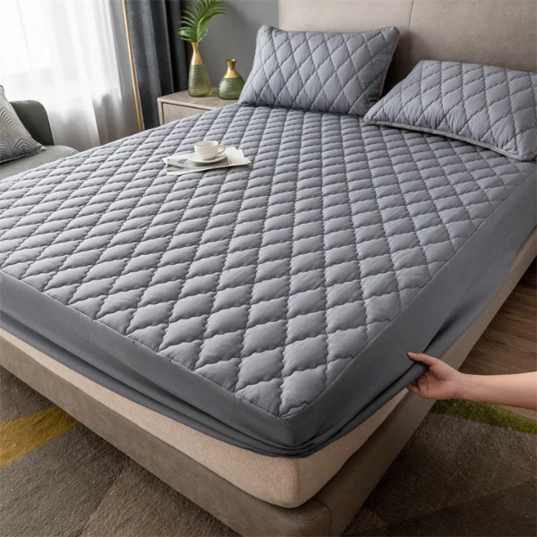 Gewatteerde Hoeslaken Matrasbeschermer Waterdicht Comfort Voor Diepe Slaap-Mattress Protectors-DeWoonVallei-91x183 cm-Grijs-DeWoonVallei