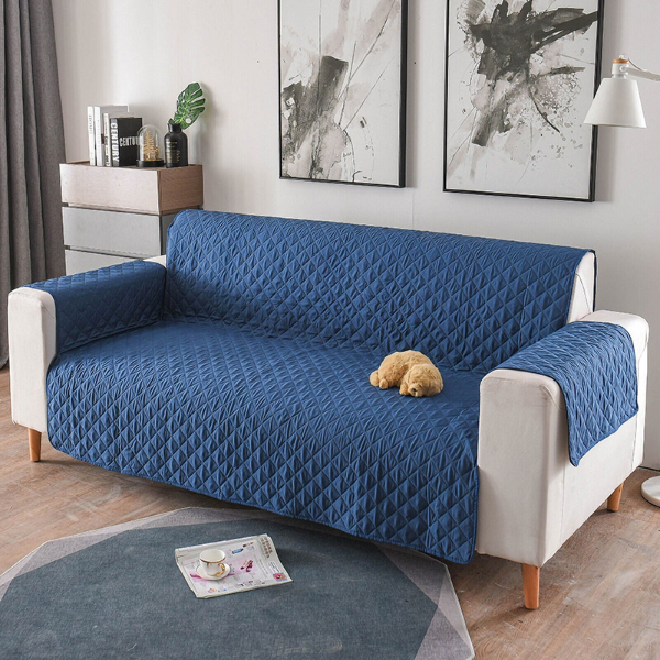 Gewatteerde Huisdier Sofa Beschermerhoes Modern Waterbestendige Bankhoes-Sofa cover-DeWoonVallei-Eenzitter (55 x 196 cm)-Blauw-DeWoonVallei